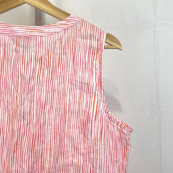 TOMMY BAHAMA Overseas Hideaway Linen Tank Top Lace Up Stripe Pink White Size L - Picture 7 of 10